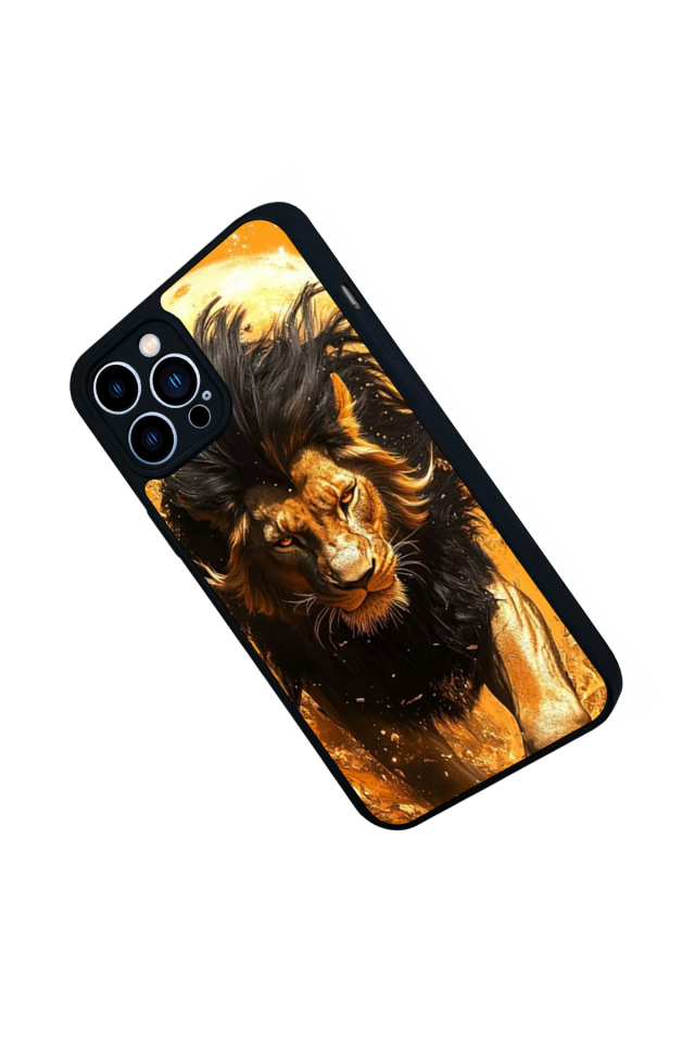 iPhone 12 Pro Max Uyumlu Aslan Tasarımlı Glossy Premium Kılıf