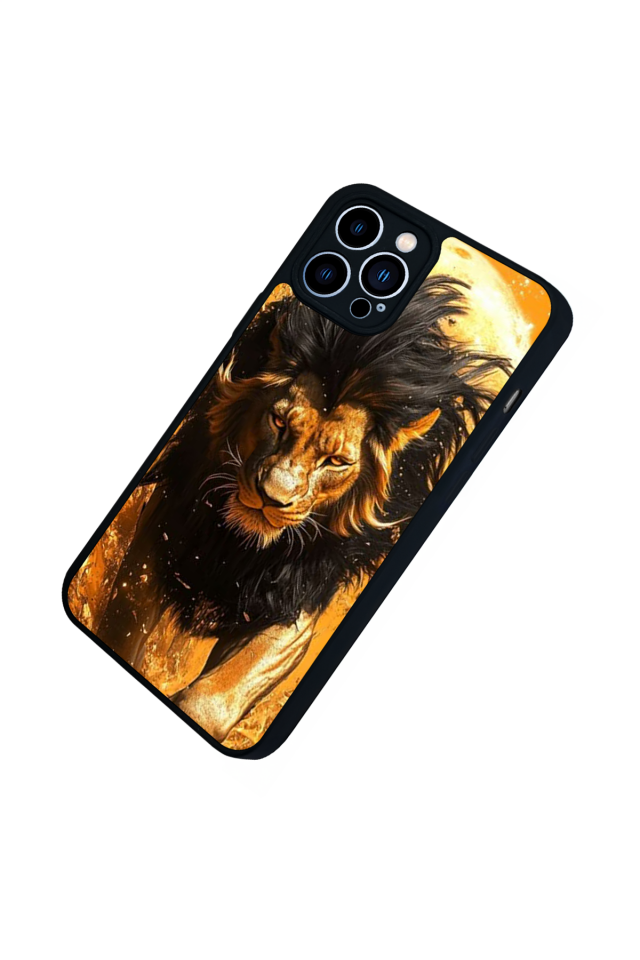 iPhone 12 Pro Max Uyumlu Aslan Tasarımlı Glossy Premium Kılıf