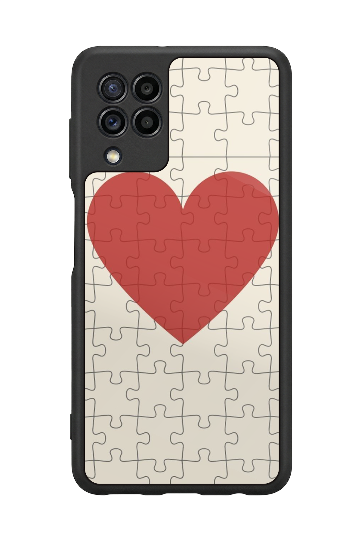Samsung Galaxy M32 Uyumlu Kalp Love Tasarımlı Glossy Premium Kılıf