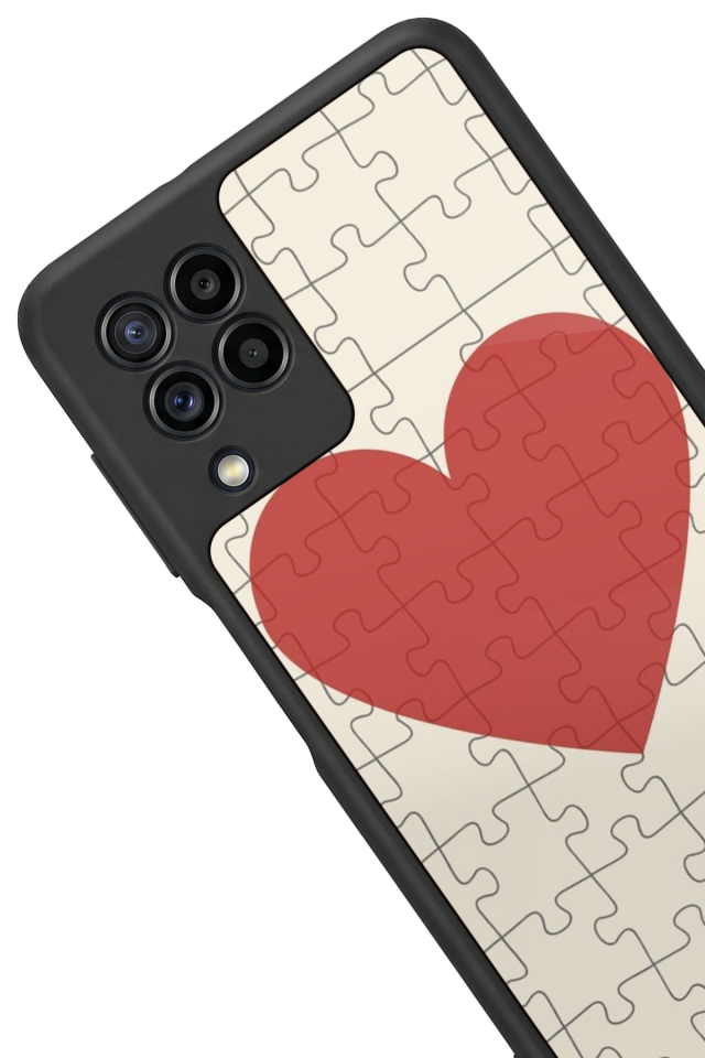 Samsung Galaxy M32 Uyumlu Kalp Love Tasarımlı Glossy Premium Kılıf