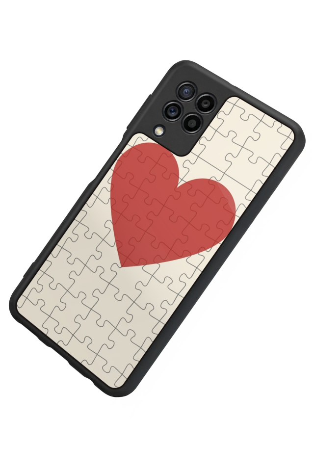 Samsung Galaxy M32 Uyumlu Kalp Love Tasarımlı Glossy Premium Kılıf