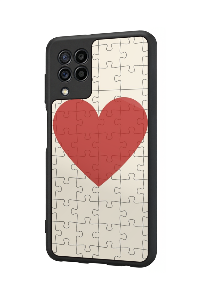 Samsung Galaxy M32 Uyumlu Kalp Love Tasarımlı Glossy Premium Kılıf