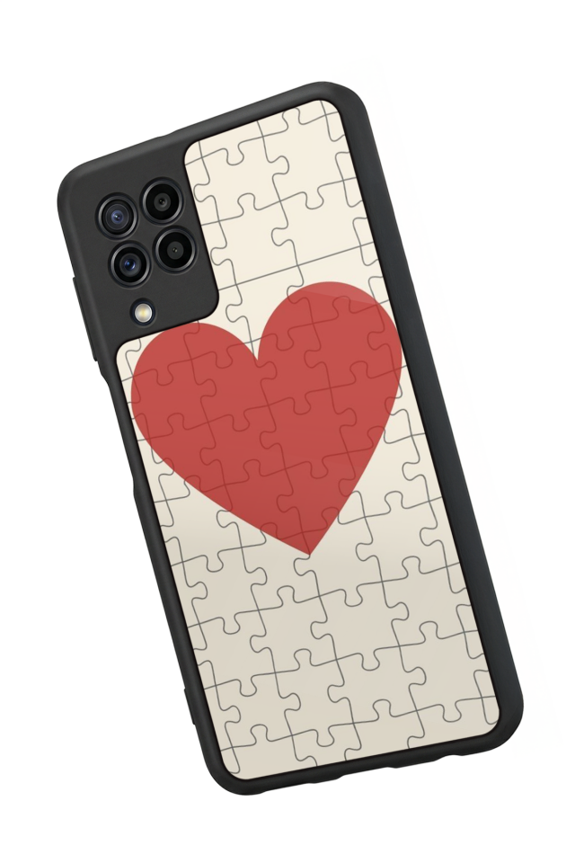 Samsung Galaxy M32 Uyumlu Kalp Love Tasarımlı Glossy Premium Kılıf