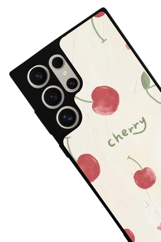 Samsung Galaxy S24 Ultra Uyumlu Kiraz Tasarımlı Glossy Premium Kılıf