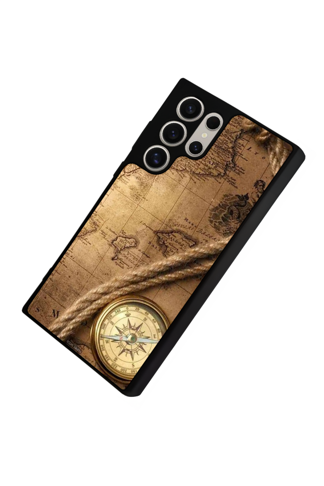 Samsung Galaxy S22 Ultra Uyumlu Pusula Tasarımlı Glossy Premium Kılıf