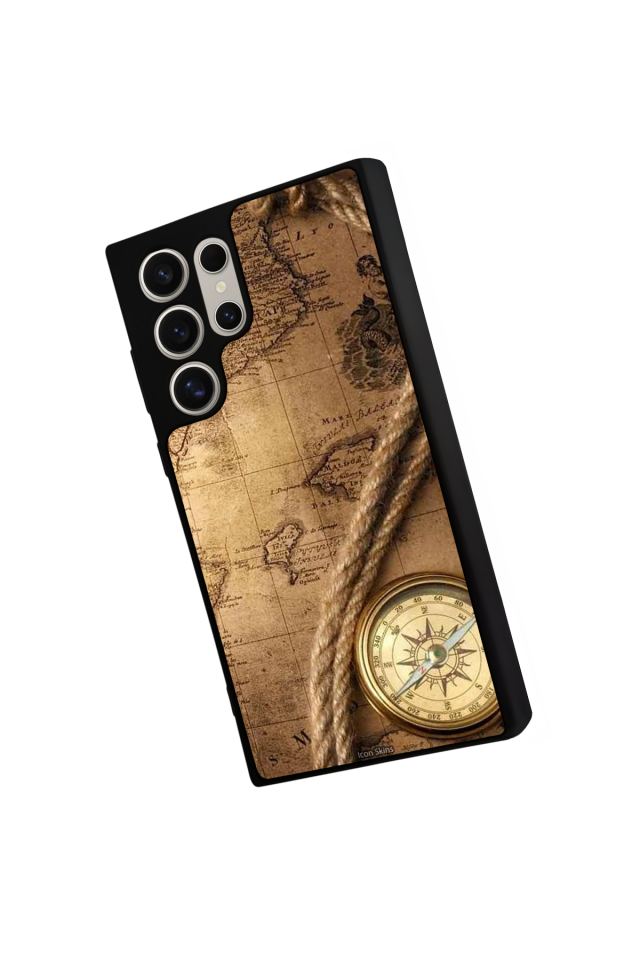 Samsung Galaxy S22 Ultra Uyumlu Pusula Tasarımlı Glossy Premium Kılıf