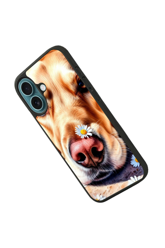 iPhone 16 Plus Uyumlu Golden Kopek Tasarımlı Glossy Premium Kılıf