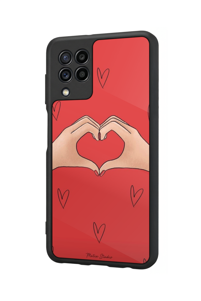 Samsung Galaxy M32 Uyumlu Kalp Love Tasarımlı Glossy Premium Kılıf