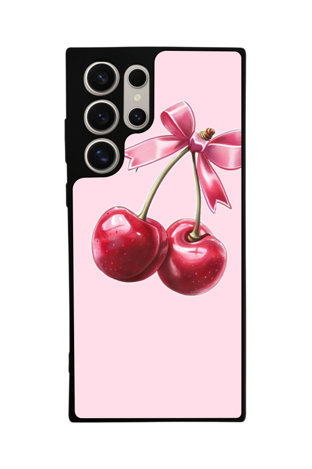 Samsung Galaxy S24 Ultra Uyumlu Kiraz Tasarımlı Glossy Premium Kılıf