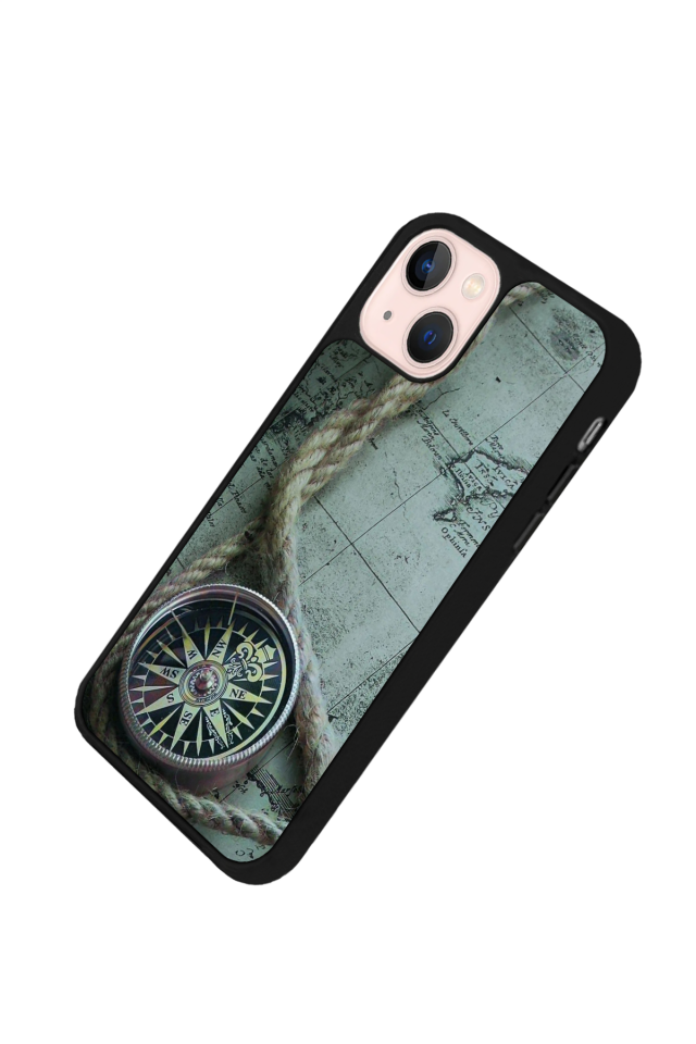iPhone 14 Plus Uyumlu Pusula Tasarımlı Glossy Premium Kılıf