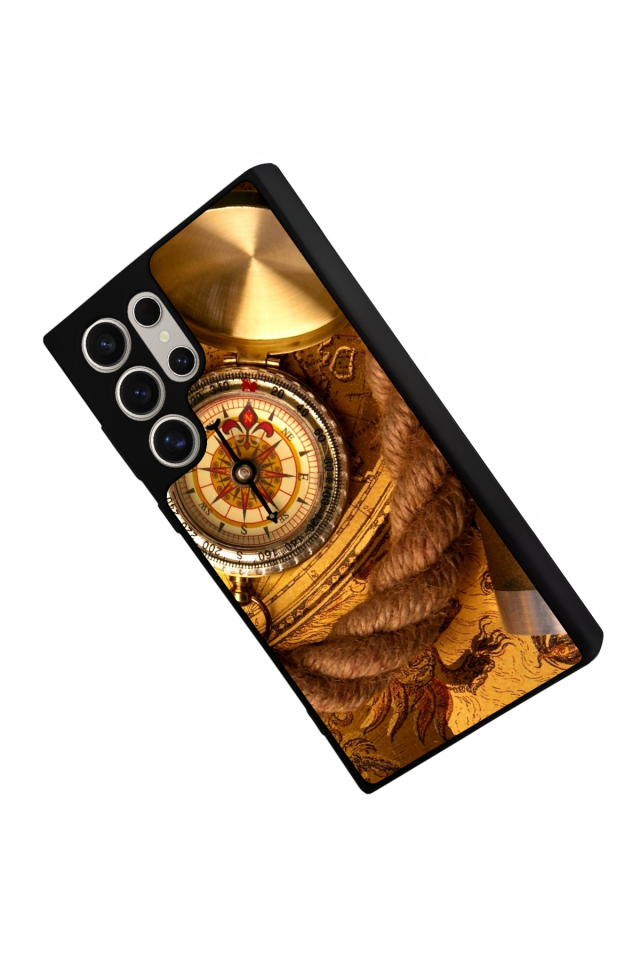 Samsung Galaxy S22 Ultra Uyumlu Pusula Tasarımlı Glossy Premium Kılıf