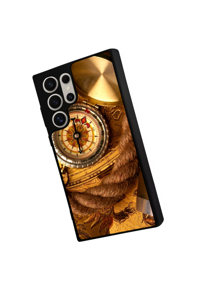 Samsung Galaxy S22 Ultra Uyumlu Pusula Tasarımlı Glossy Premium Kılıf