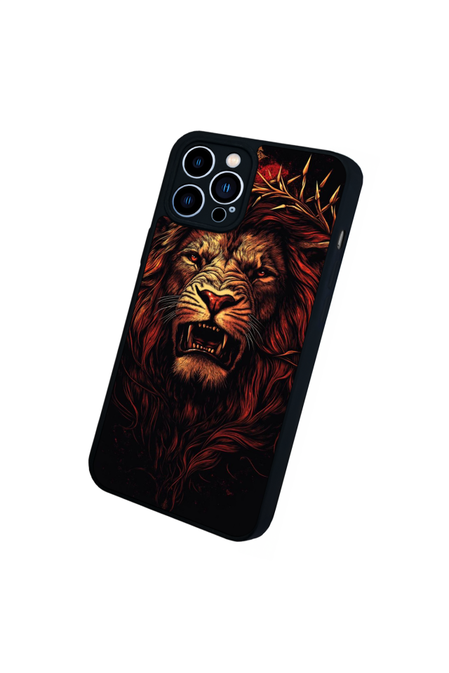 iPhone 12 Pro Max Uyumlu Aslan Tasarımlı Glossy Premium Kılıf