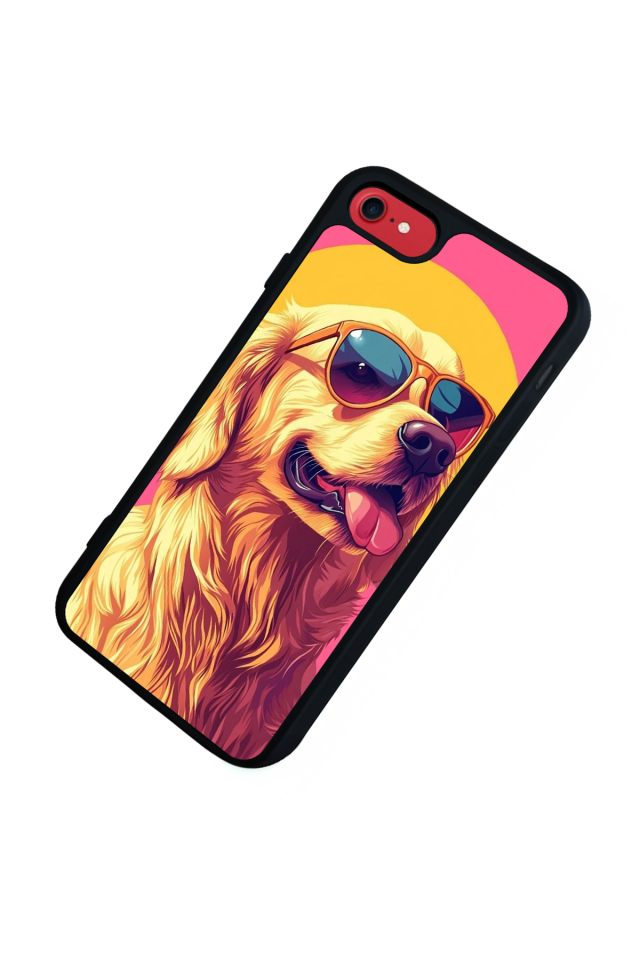 iPhone SE Uyumlu Golden Kopek Tasarımlı Glossy Premium Kılıf