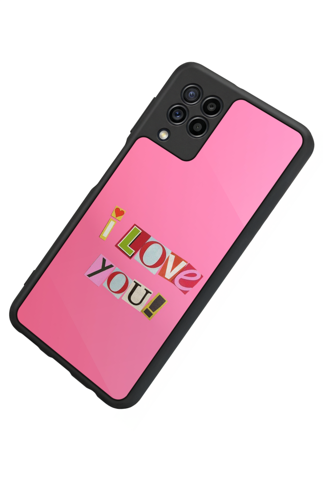 Samsung Galaxy M32 Uyumlu Kalp Love Tasarımlı Glossy Premium Kılıf