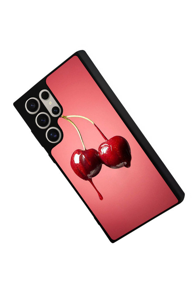 Samsung Galaxy S24 Ultra Uyumlu Kiraz Tasarımlı Glossy Premium Kılıf
