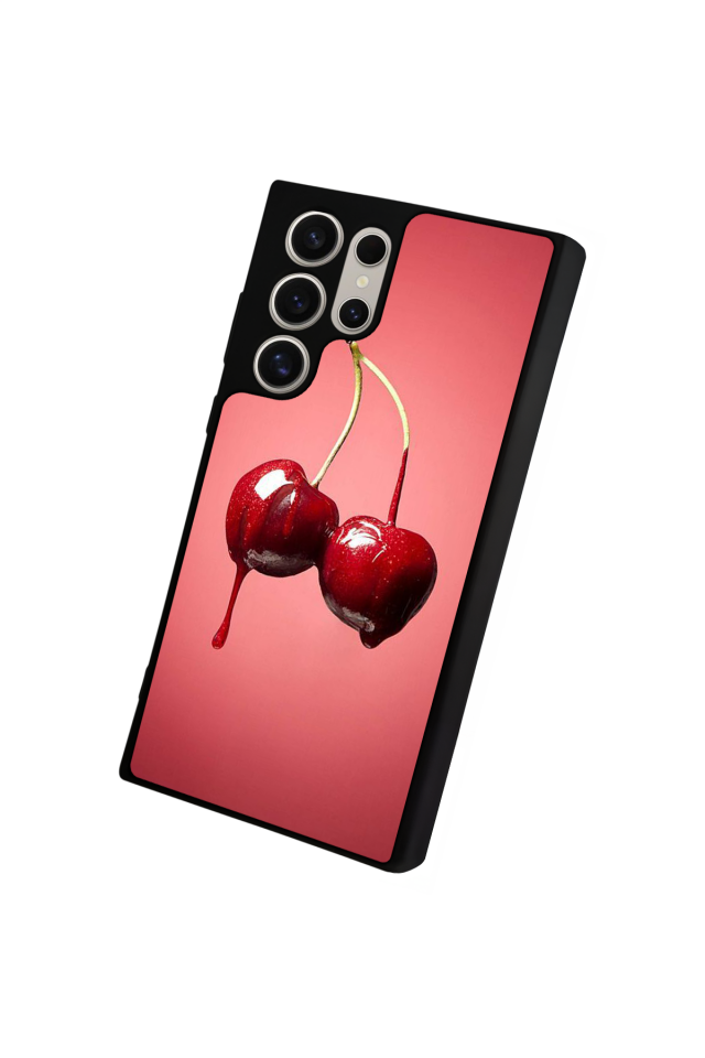 Samsung Galaxy S24 Ultra Uyumlu Kiraz Tasarımlı Glossy Premium Kılıf