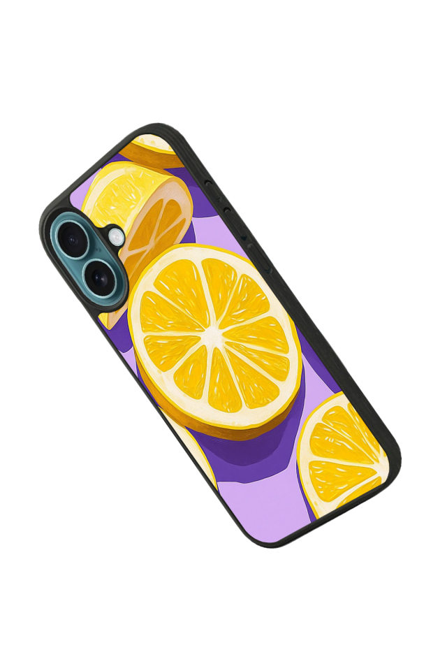 iPhone 16 Plus Uyumlu Limon Tasarımlı Glossy Premium Kılıf