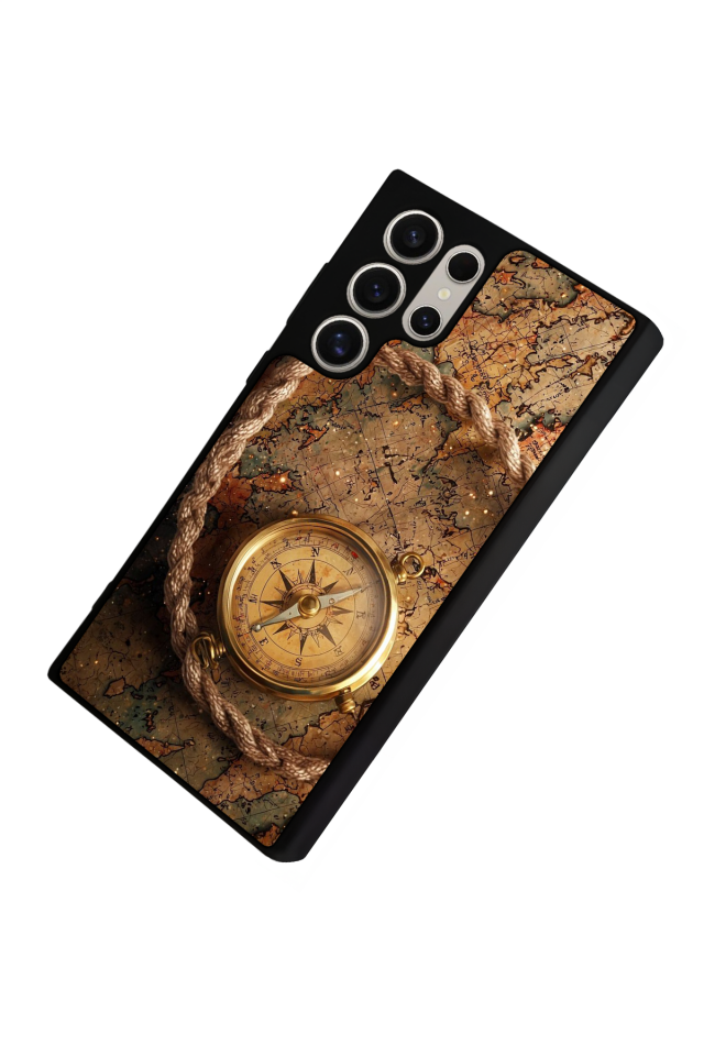 Samsung Galaxy S22 Ultra Uyumlu Pusula Tasarımlı Glossy Premium Kılıf