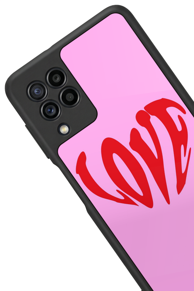 Samsung Galaxy M32 Uyumlu Kalp Love Tasarımlı Glossy Premium Kılıf