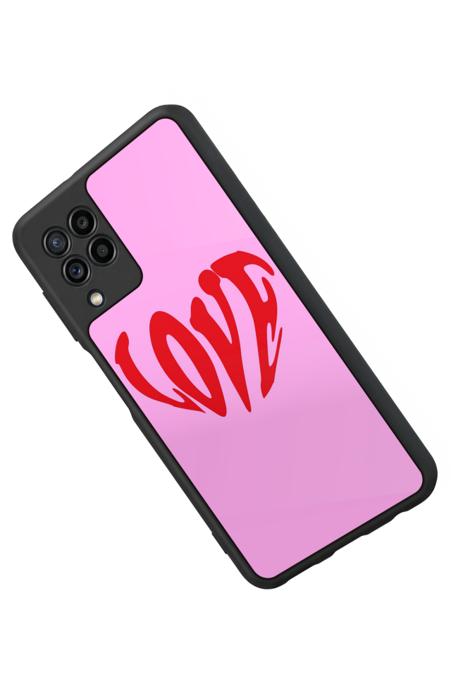 Samsung Galaxy M32 Uyumlu Kalp Love Tasarımlı Glossy Premium Kılıf