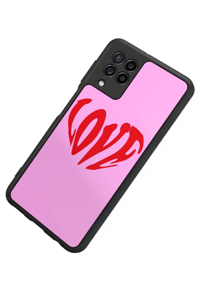 Samsung Galaxy M32 Uyumlu Kalp Love Tasarımlı Glossy Premium Kılıf