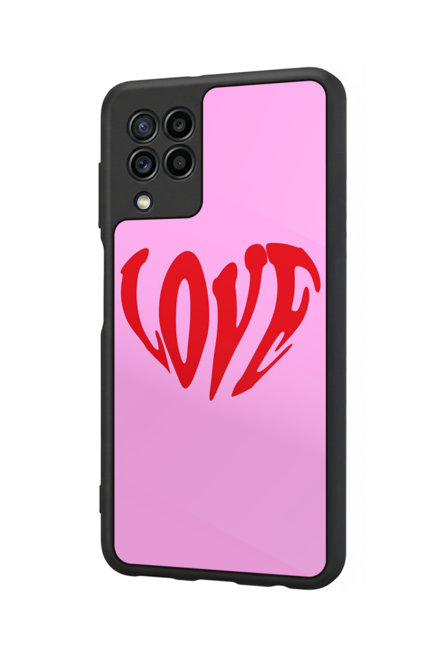 Samsung Galaxy M32 Uyumlu Kalp Love Tasarımlı Glossy Premium Kılıf