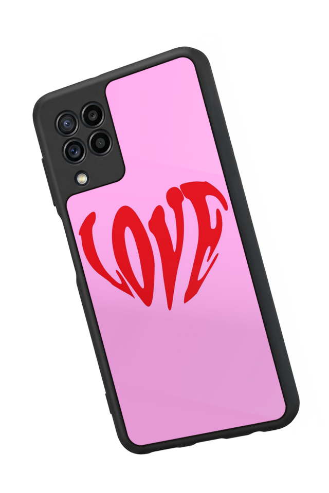 Samsung Galaxy M32 Uyumlu Kalp Love Tasarımlı Glossy Premium Kılıf