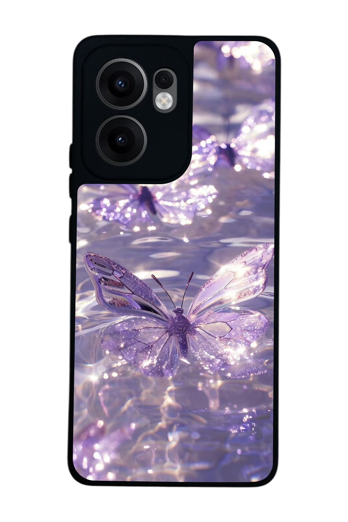 Oppo Reno 13F Uyumlu Kelebek Tasarımlı Glossy Premium Kılıf