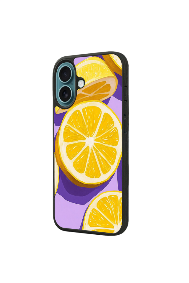 iPhone 16 Plus Uyumlu Limon Tasarımlı Glossy Premium Kılıf
