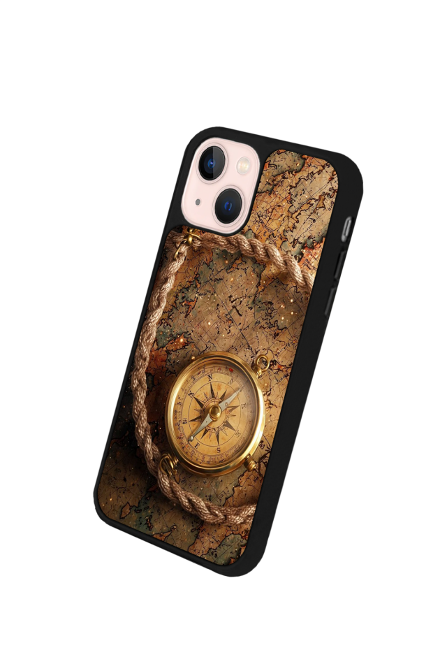 iPhone 14 Plus Uyumlu Pusula Tasarımlı Glossy Premium Kılıf