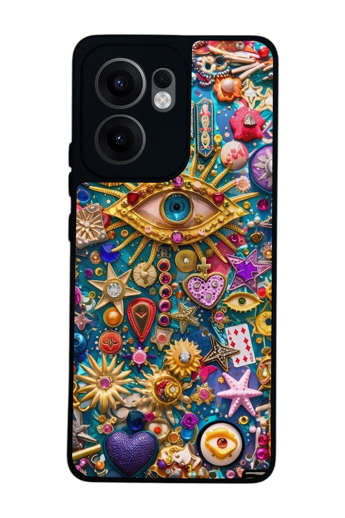Oppo Reno 13F Uyumlu Göz Tasarımlı Glossy Premium Kılıf