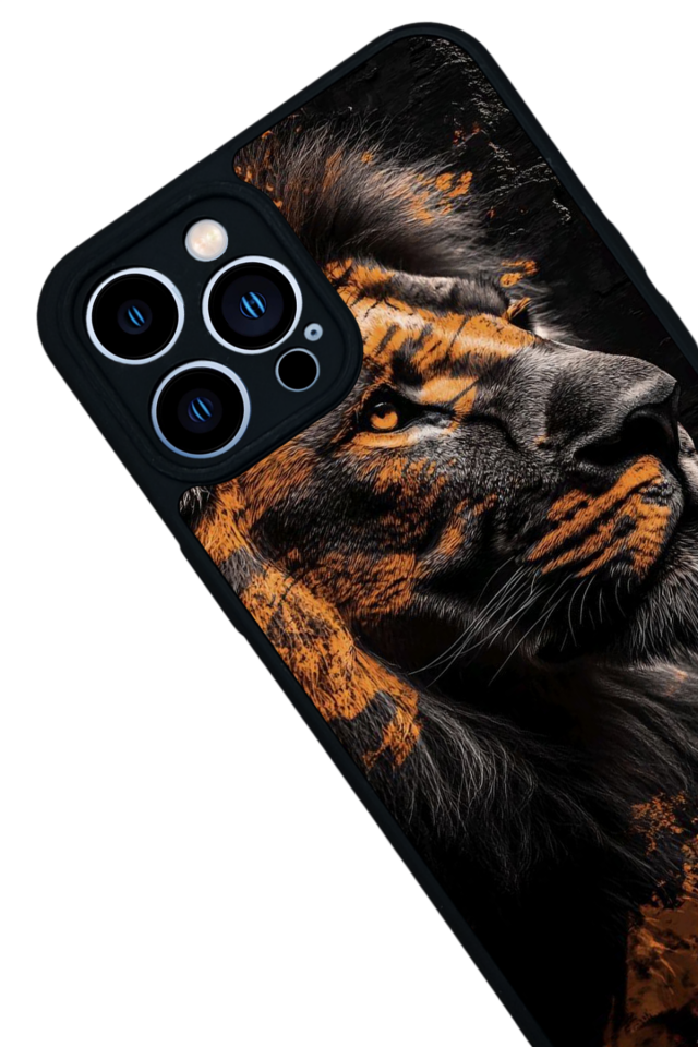 iPhone 12 Pro Max Uyumlu Aslan Tasarımlı Glossy Premium Kılıf