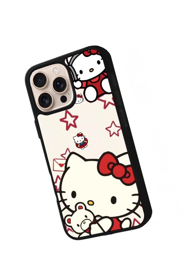 iPhone 15 Pro Uyumlu HelloKitty Tasarımlı Glossy Premium Kılıf