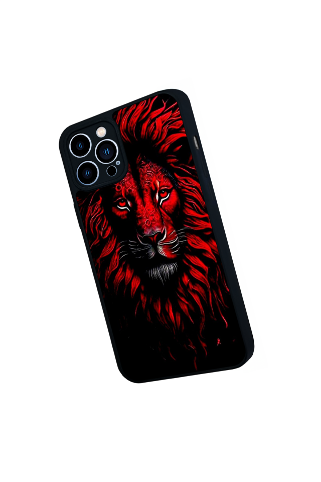 iPhone 12 Pro Max Uyumlu Aslan Tasarımlı Glossy Premium Kılıf