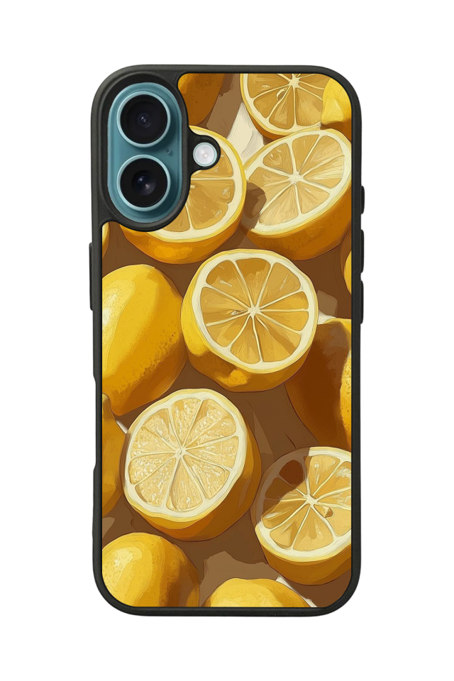 iPhone 16 Plus Uyumlu Limon Tasarımlı Glossy Premium Kılıf