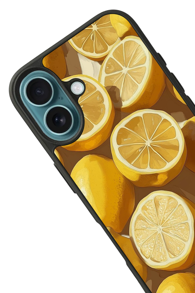 iPhone 16 Plus Uyumlu Limon Tasarımlı Glossy Premium Kılıf