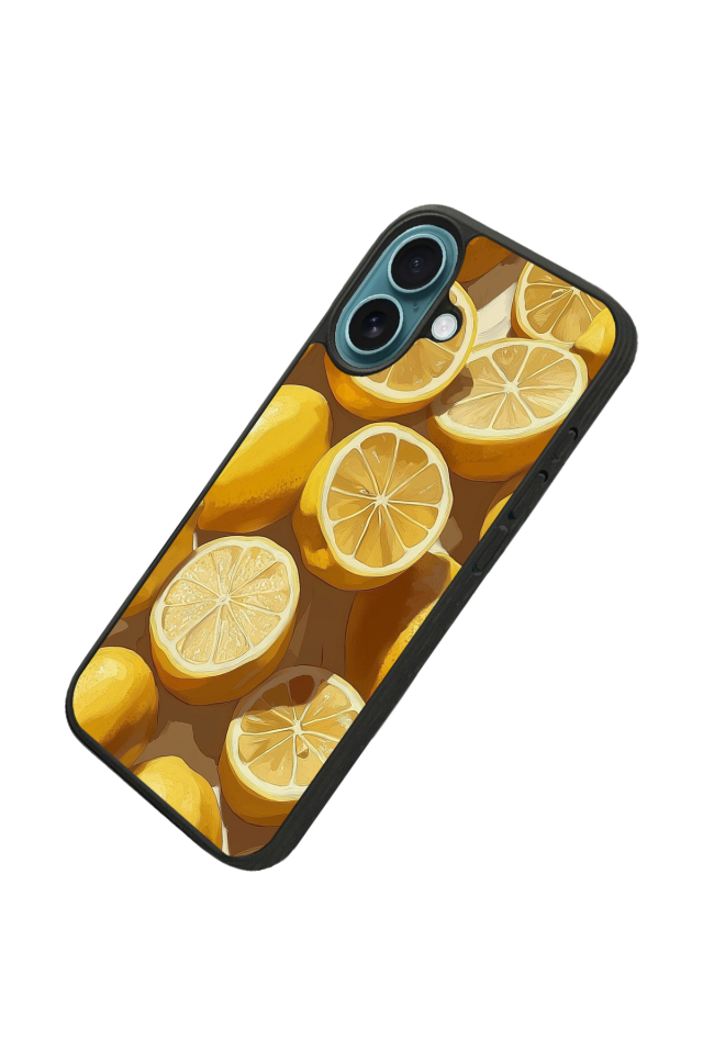 iPhone 16 Plus Uyumlu Limon Tasarımlı Glossy Premium Kılıf