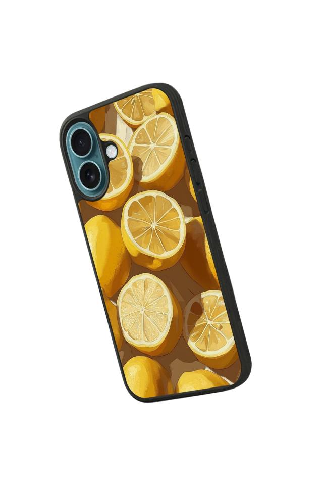 iPhone 16 Plus Uyumlu Limon Tasarımlı Glossy Premium Kılıf