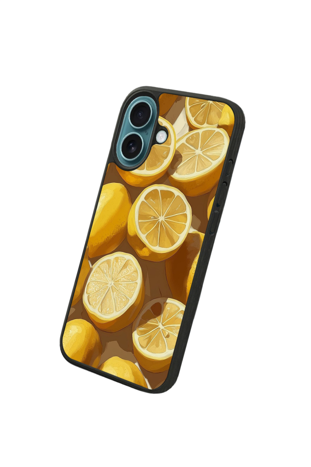 iPhone 16 Plus Uyumlu Limon Tasarımlı Glossy Premium Kılıf