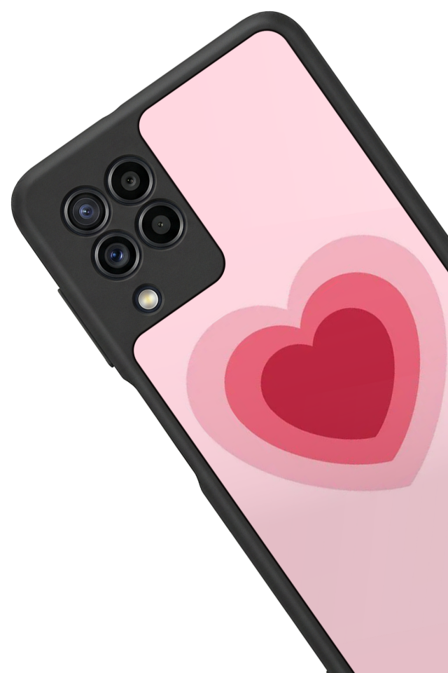 Samsung Galaxy M32 Uyumlu Kalp Love Tasarımlı Glossy Premium Kılıf