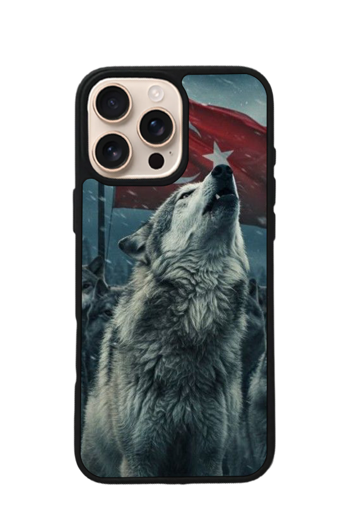 iPhone 16 Pro Max Uyumlu Bozkurt Tasarımlı Glossy Premium Kılıf