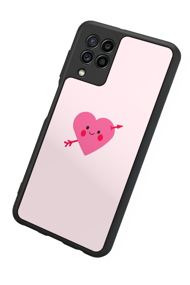 Samsung Galaxy M32 Uyumlu Kalp Love Tasarımlı Glossy Premium Kılıf
