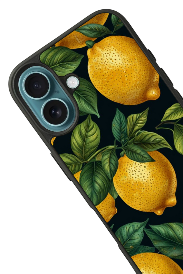 iPhone 16 Plus Uyumlu Limon Tasarımlı Glossy Premium Kılıf