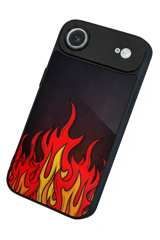 iPhone 17 Air Uyumlu Retro Flame Patterns Tasarımlı Glossy Premium Kılıf
