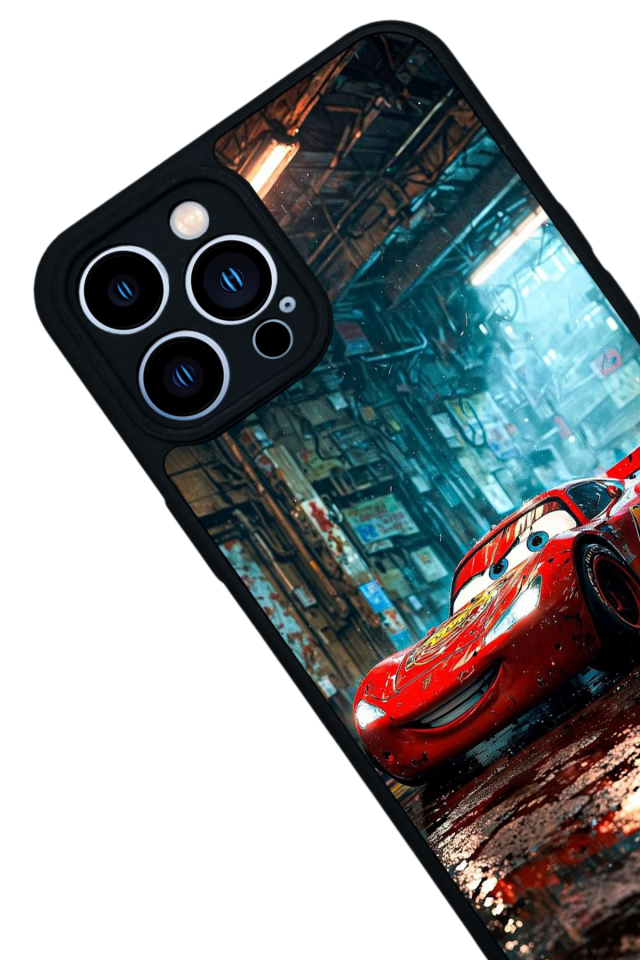 iPhone 13 Pro Max Uyumlu Şimsek McQueen Tasarımlı Glossy Premium Kılıf