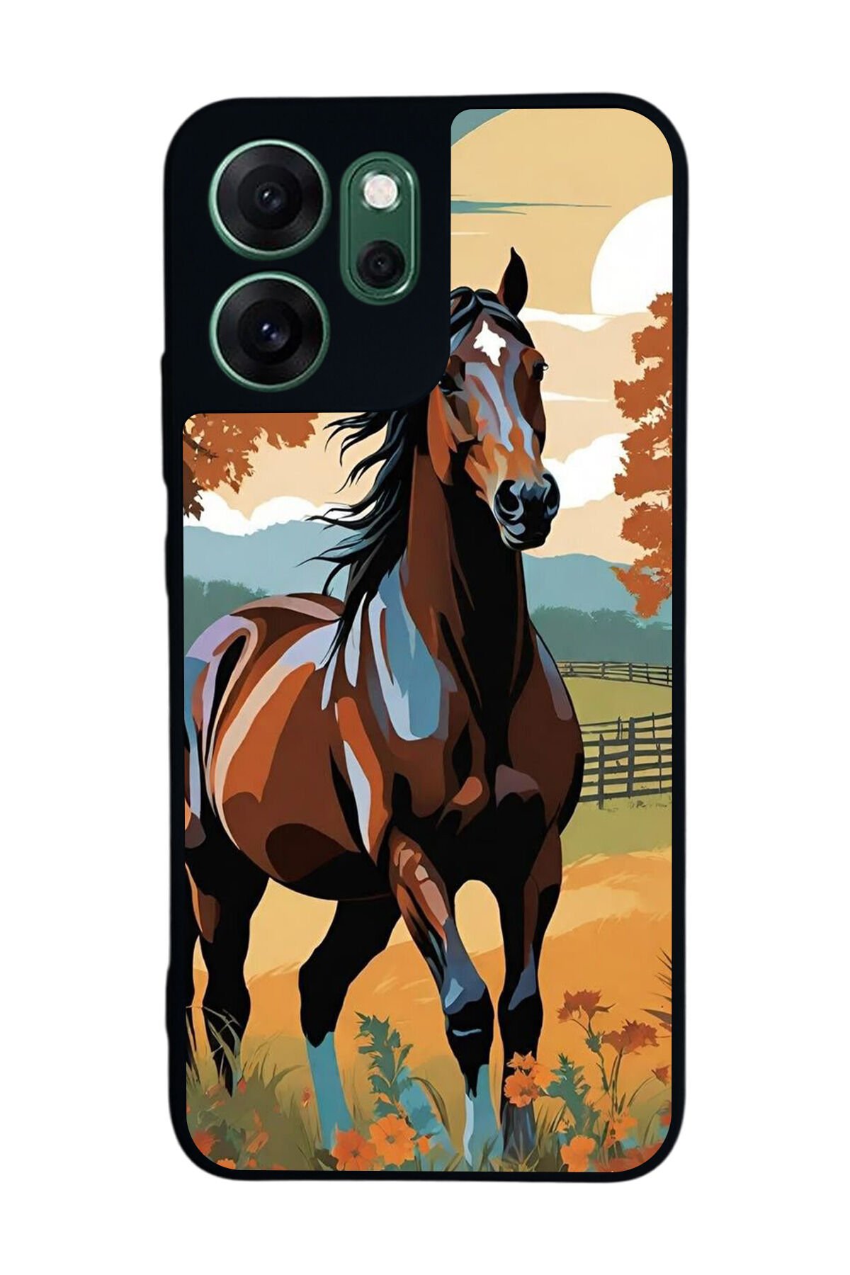 Oppo Reno 14F Uyumlu At Horse Tasarımlı Glossy Premium Kılıf