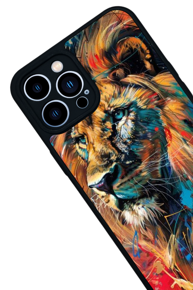 iPhone 12 Pro Max Uyumlu Aslan Tasarımlı Glossy Premium Kılıf