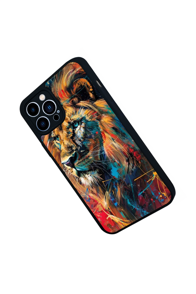 iPhone 12 Pro Max Uyumlu Aslan Tasarımlı Glossy Premium Kılıf