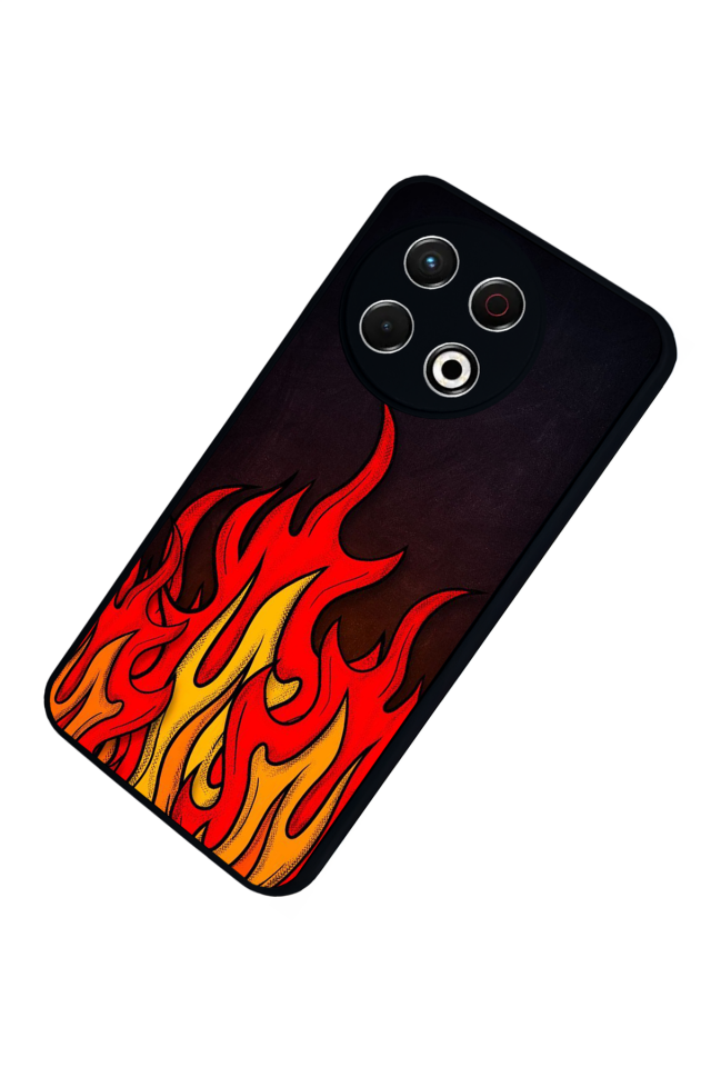 Tecno Spark 30 Pro Uyumlu Retro Flame Patterns Tasarımlı Glossy Premium Kılıf